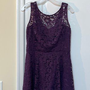 David's Bridal short sleeveless all over lace bridesmaid dress